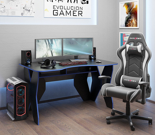 Стол игровой Таунт-1 - черный / синий