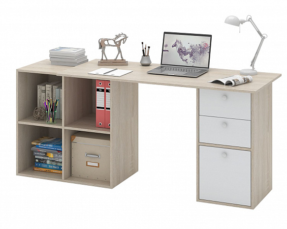 Угловой стол Прайм-80 - дуб сонома / белый