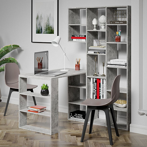 Стеллаж со столом Рикс-15 - бетон