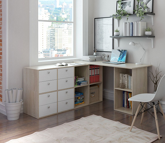 Угловой стол Прайм-81 - дуб сонома / белый