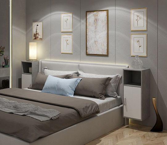 Тумба-Полка Уно-140 - бетон / белый