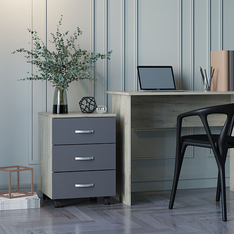 Тумба Альба-3 - дуб крафт / серый