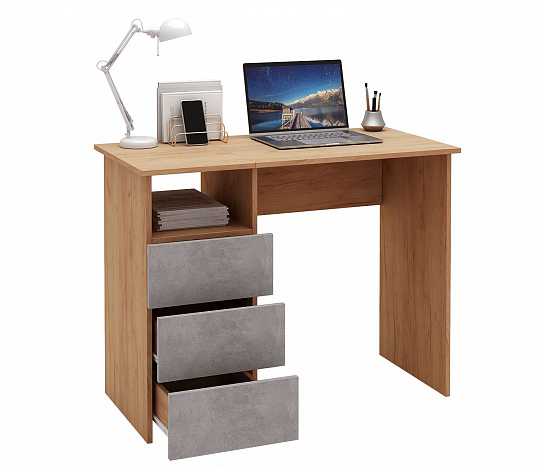 Стол письменный Витто-31 - дуб крафт золотой / бетон