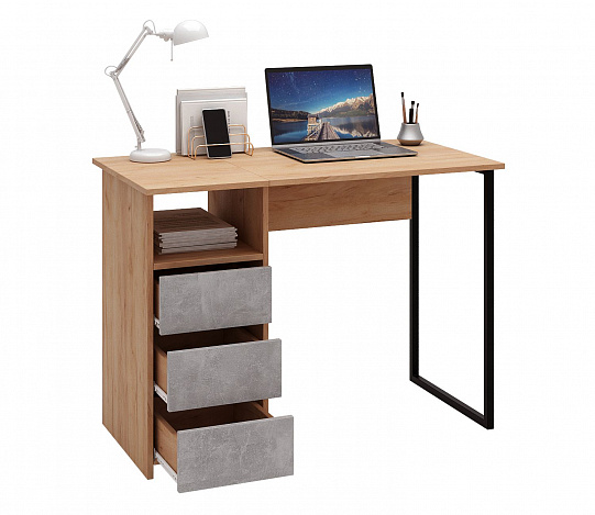 Стол письменный Витто-35 - дуб крафт золотой / бетон