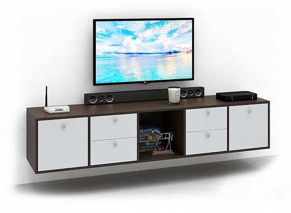 ТВ Тумба Прайм-51-9 подвесная / напольная - венге / белый