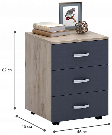 Тумба Альба-3 - дуб крафт / серый