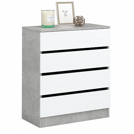 Комод Триверо-8 - бетон / белый