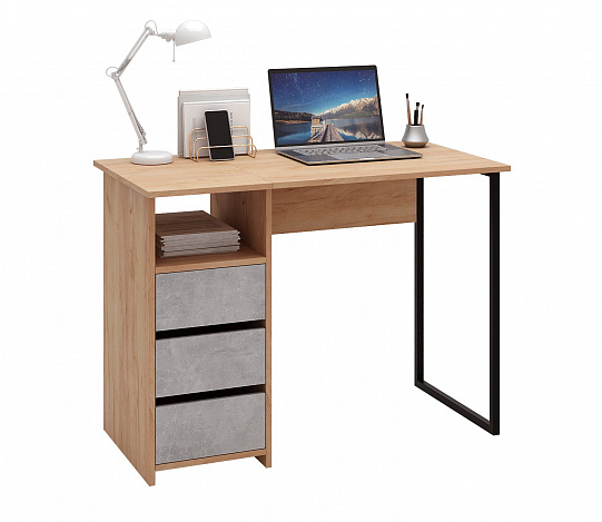 Стол письменный Витто-35 - дуб крафт золотой / бетон