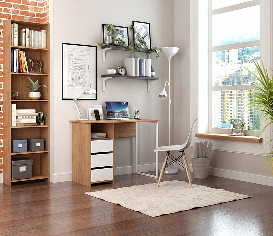 Стол письменный Витто-35 - дуб крафт золотой / белый