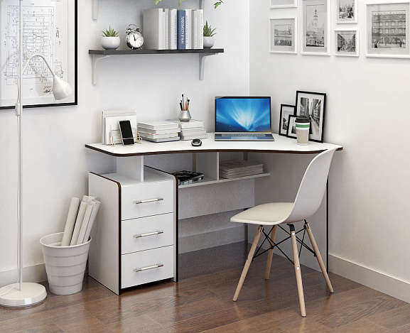 Стол угловой Триан-5 правый - белый