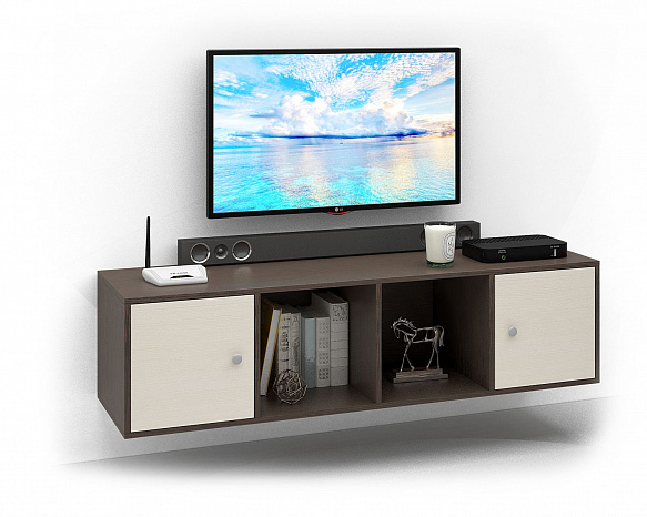 ТВ Тумба Прайм-41-1 подвесная / напольная - венге / дуб молочный