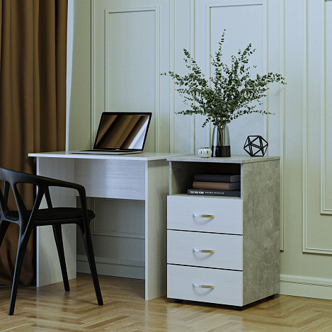 Тумба Альба-4 - бетон / белый