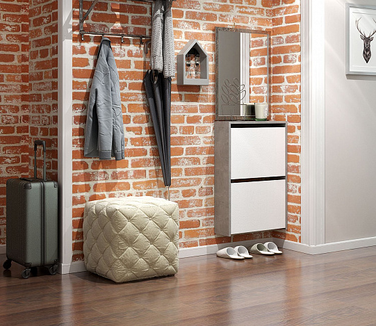 Обувница Витто-20 - бетон / белый