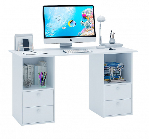 Стол двухтумбовый Прайм-61 - белый