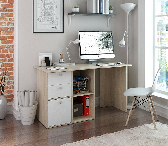 Угловой стол Прайм-69 - дуб сонома / белый