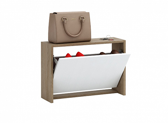 Обувница Уно-58-У узкая - дуб сонома / белый