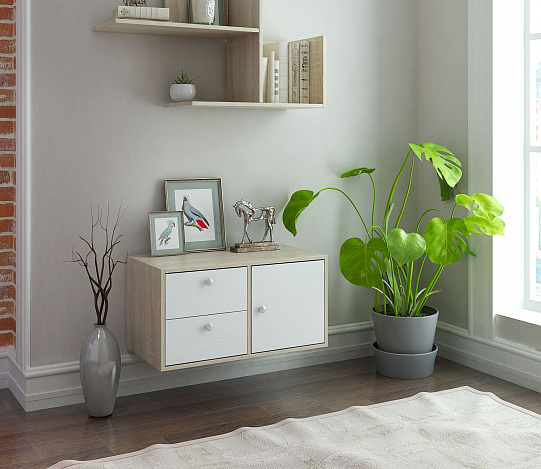 Подвесная тумба Прайм-21-4 - дуб сонома / белый