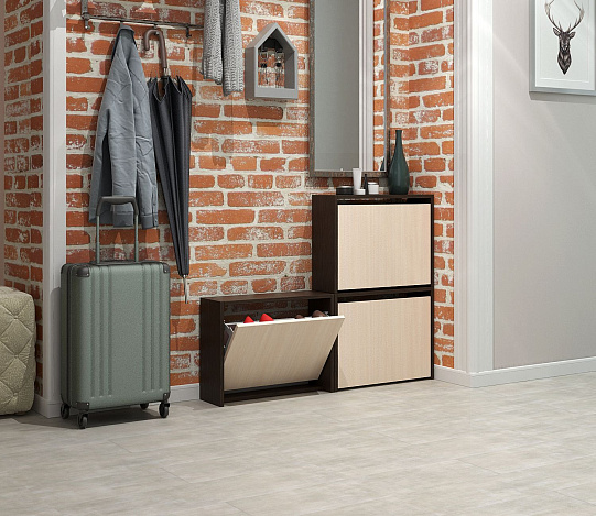 Обувница Уно-58-У узкая - венге / дуб молочный