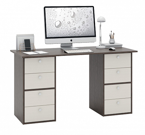 Стол двухтумбовый Прайм-60 - венге / дуб молочный