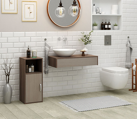 Тумба-Полка Уно-140 - ясень шимо темный / ясень шимо светлый