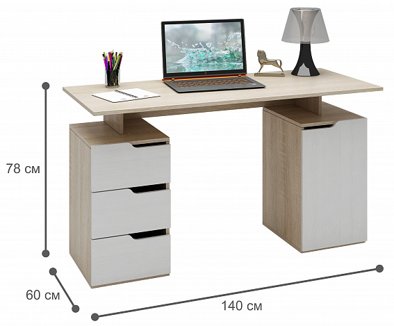 Стол компьютерный Нейт-3 - дуб сонома / белый