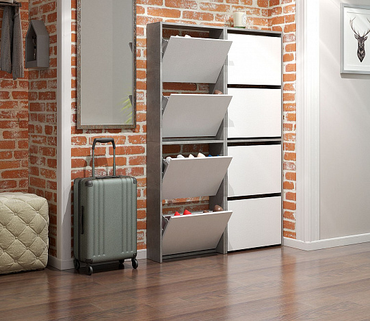 Обувница Витто-29 - бетон / белый