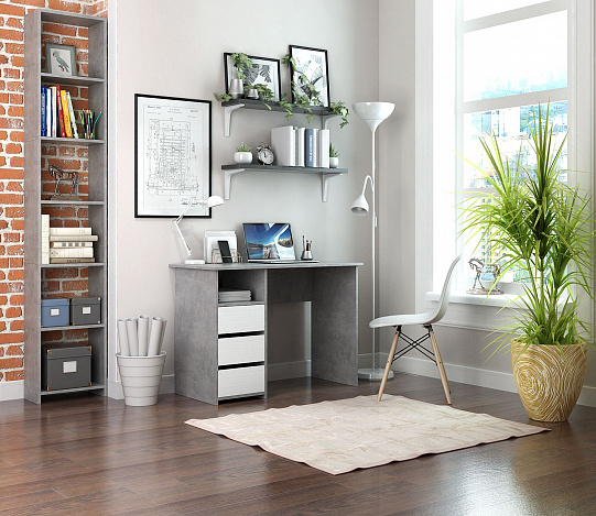 Стол письменный Витто-30 - бетон / белый