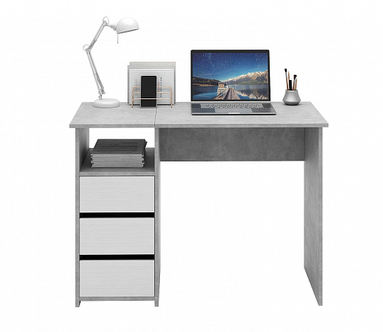 Стол письменный Витто-30 - бетон / белый