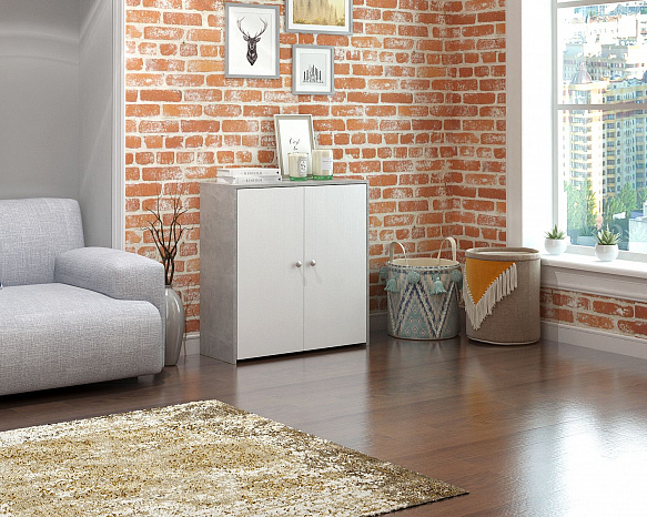 Комод Витто-17 - бетон / белый