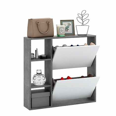 Обувница Витто-44 - бетон / белый