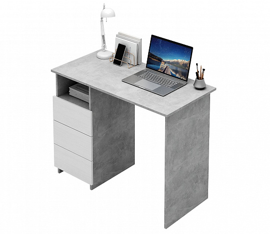 Стол письменный Витто-31 - бетон / белый