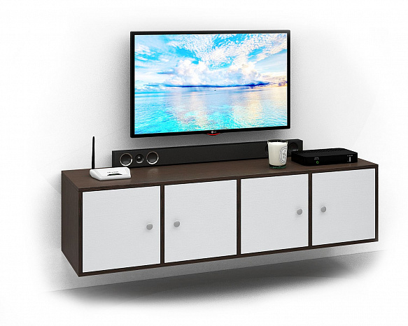 ТВ Тумба Прайм-41-2 подвесная / напольная - венге / белый
