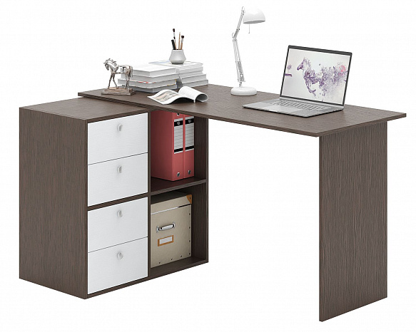 Угловой стол Прайм-67 - венге / белый