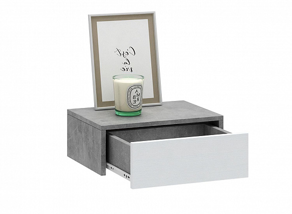 Тумба подвесная Уно-48 - бетон / белый