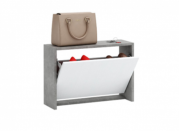 Обувница Уно-58-У узкая - бетон / белый