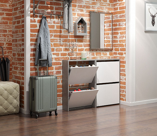 Обувница Витто-20 - бетон / белый