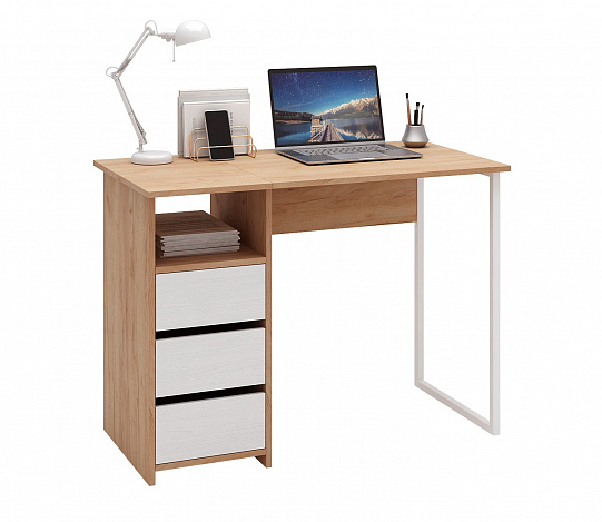 Стол письменный Витто-35 - дуб крафт золотой / белый