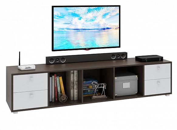 ТВ Тумба Прайм-51-8 подвесная / напольная - венге / белый