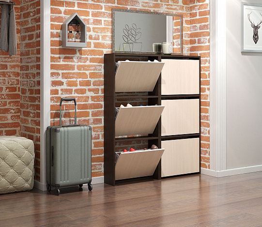 Обувница Уно-58-У узкая - венге / дуб молочный