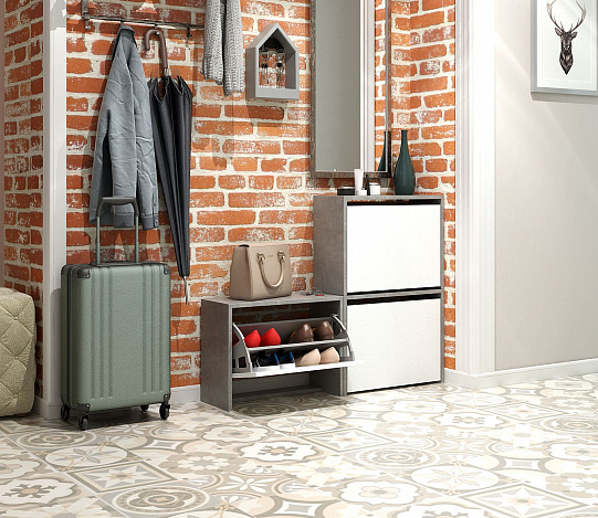 Обувница Уно-58 - бетон / белый