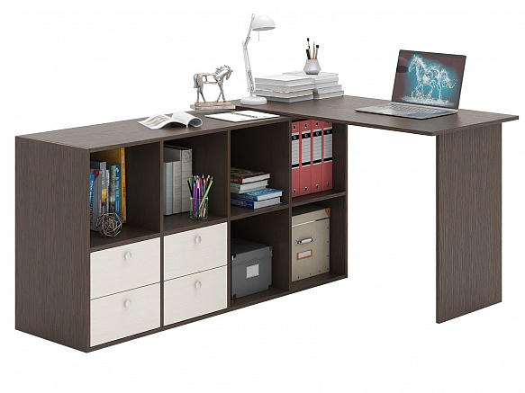 Угловой стол Прайм-52 - венге / дуб молочный