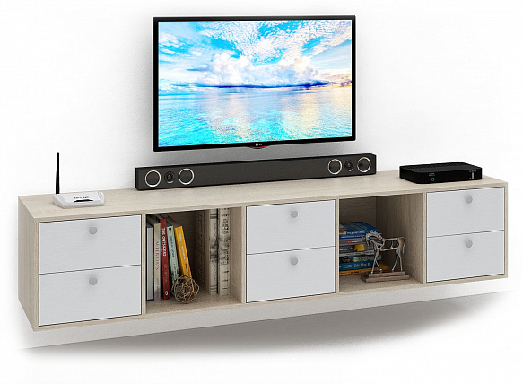 ТВ Тумба Прайм-51-7 подвесная / напольная - дуб сонома / белый