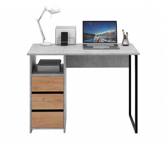 Стол письменный Витто-35 - бетон / дуб крафт золотой