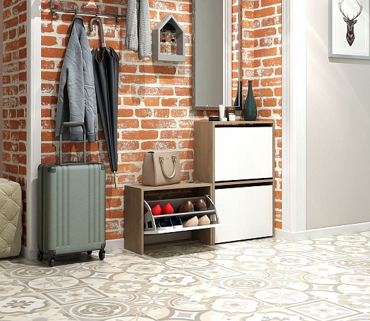 Обувница Уно-58 - дуб сонома / белый