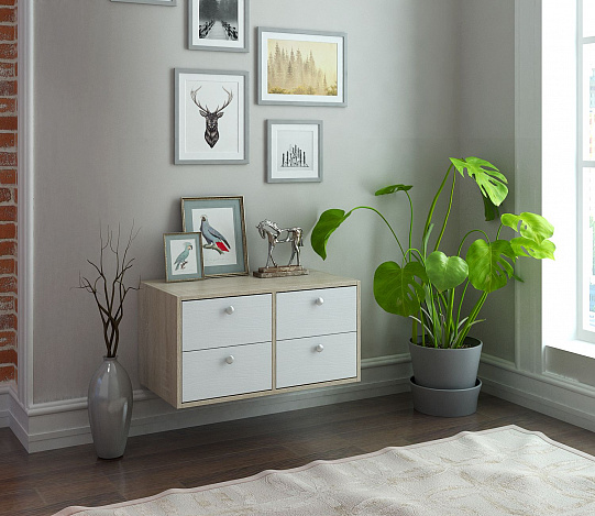 Подвесная тумба Прайм-21-1 - дуб сонома / белый