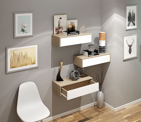 Тумба подвесная Уно-47 - дуб сонома / белый