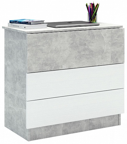 Комод-стол Ренцо-30 - бетон / белый