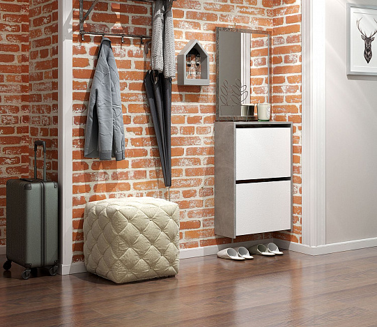 Обувница Витто-19 - бетон / белый