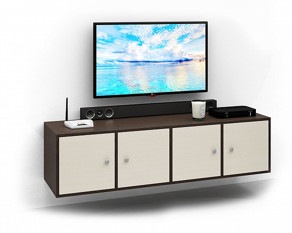 ТВ Тумба Прайм-41-2 подвесная / напольная - венге / дуб молочный