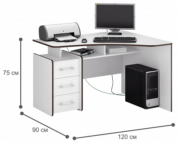 Стол угловой Триан-5 правый - белый